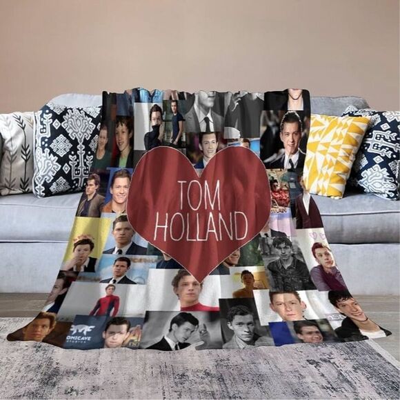 Tom Holland Photo Collage Throw Blanket Multicolor Fleece Cozy - Picture 1 of 3